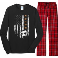 Soccer Coach American Flag Design Soccer Trainer Coaching Long Sleeve Pajama Set