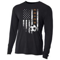 Soccer Coach American Flag Design Soccer Trainer Coaching Cooling Performance Long Sleeve Crew