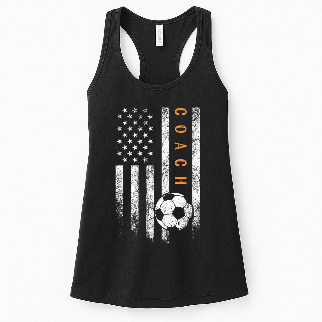 Soccer Coach American Flag Design Soccer Trainer Coaching Womens Tank Top