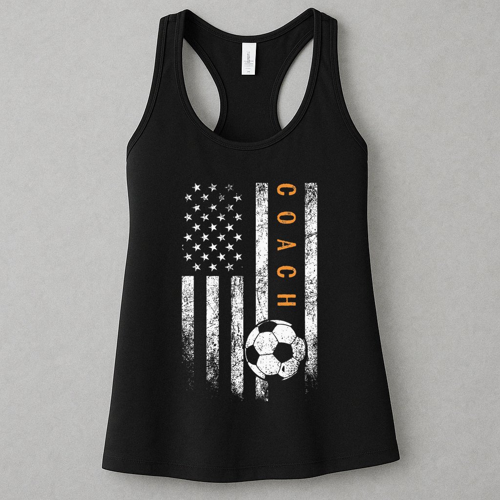 Soccer Coach American Flag Design Soccer Trainer Coaching Womens Tank Top