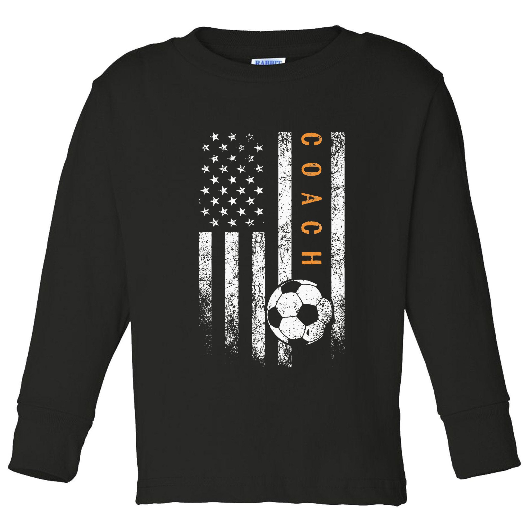 Soccer Coach American Flag Design Soccer Trainer Coaching Toddler Long Sleeve Shirt