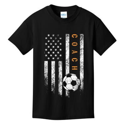 Soccer Coach American Flag Design Soccer Trainer Coaching Kids T-Shirt