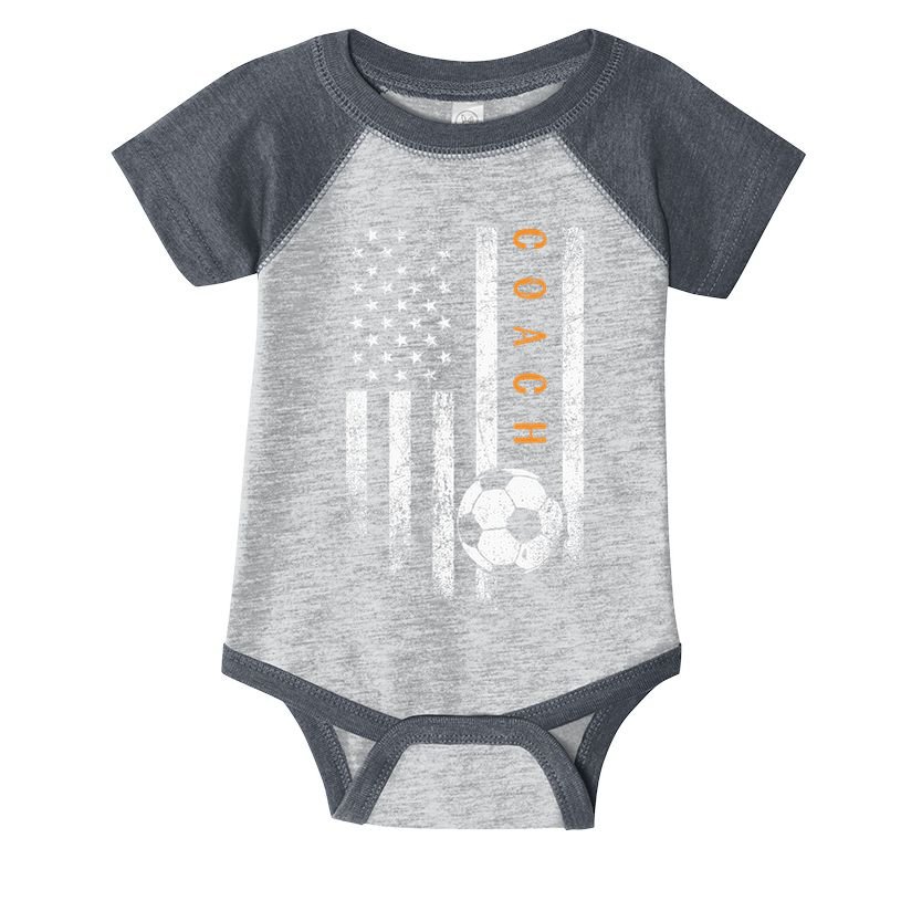 Soccer Coach American Flag Design Soccer Trainer Coaching Infant Baby Jersey Bodysuit