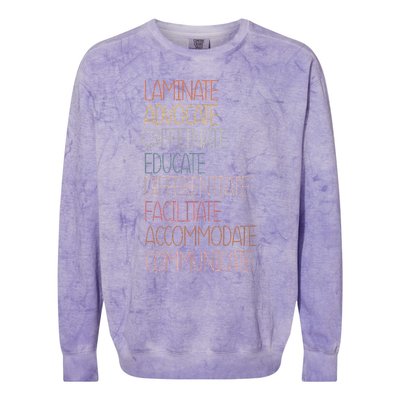 Sped Caffeinate Advocate Laminate Educate Teacher Autism Day Colorblast Crewneck Sweatshirt