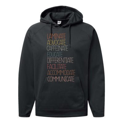 Sped Caffeinate Advocate Laminate Educate Teacher Autism Day Performance Fleece Hoodie