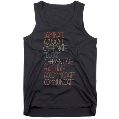 Sped Caffeinate Advocate Laminate Educate Teacher Autism Day Tank Top