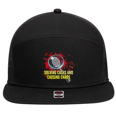 Solving Cases And Causing Chaos Funny Humor 7 Panel Mesh Trucker Snapback Hat