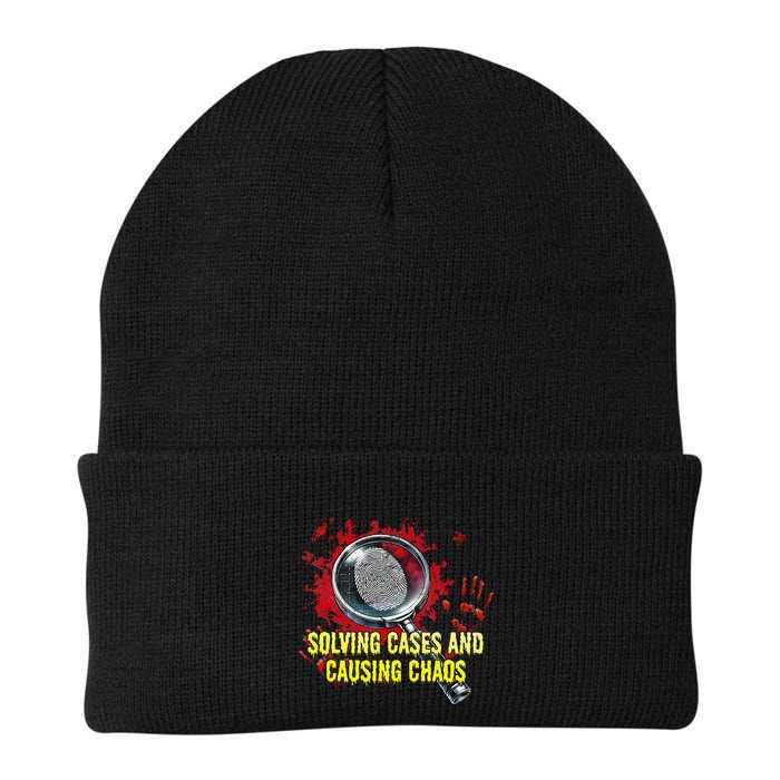 Solving Cases And Causing Chaos Funny Humor Knit Cap Winter Beanie