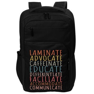Sped Caffeinate Advocate Laminate Educate Teacher Impact Tech Backpack