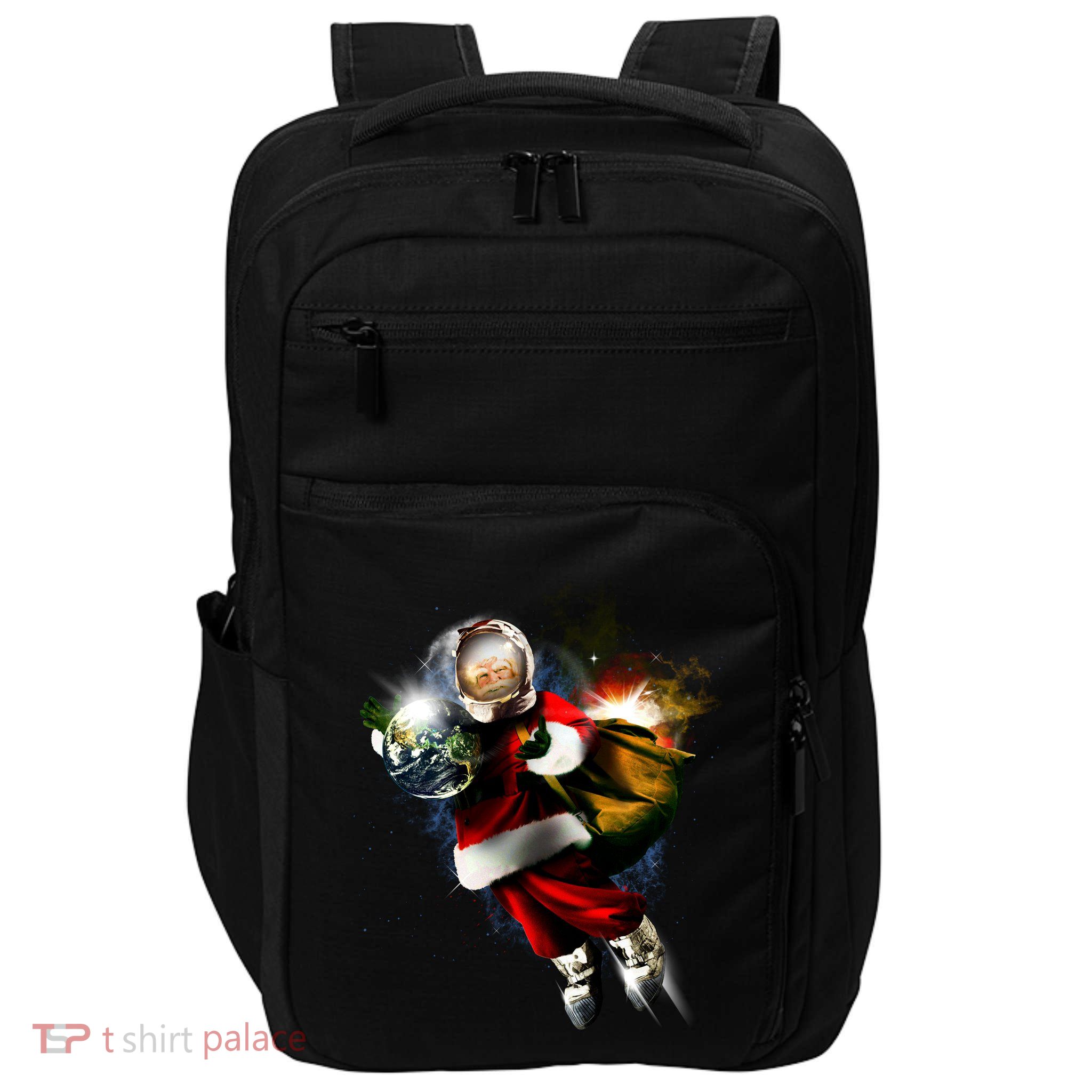 Santa Claus Astronaut In Space Impact Tech Backpack