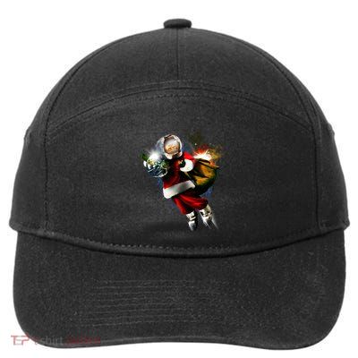 Santa Claus Astronaut In Space 7-Panel Snapback Hat