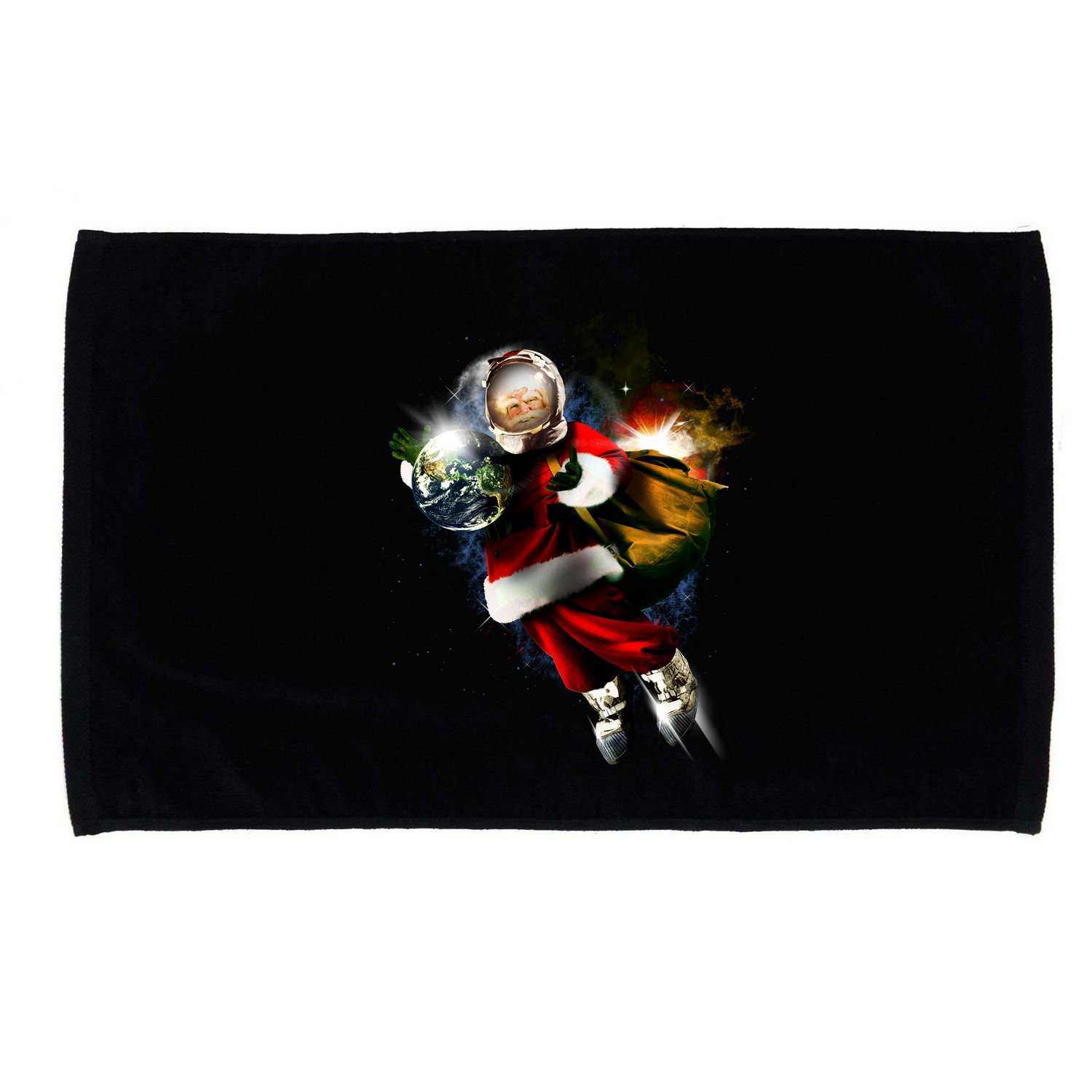 Santa Claus Astronaut In Space Microfiber Hand Towel