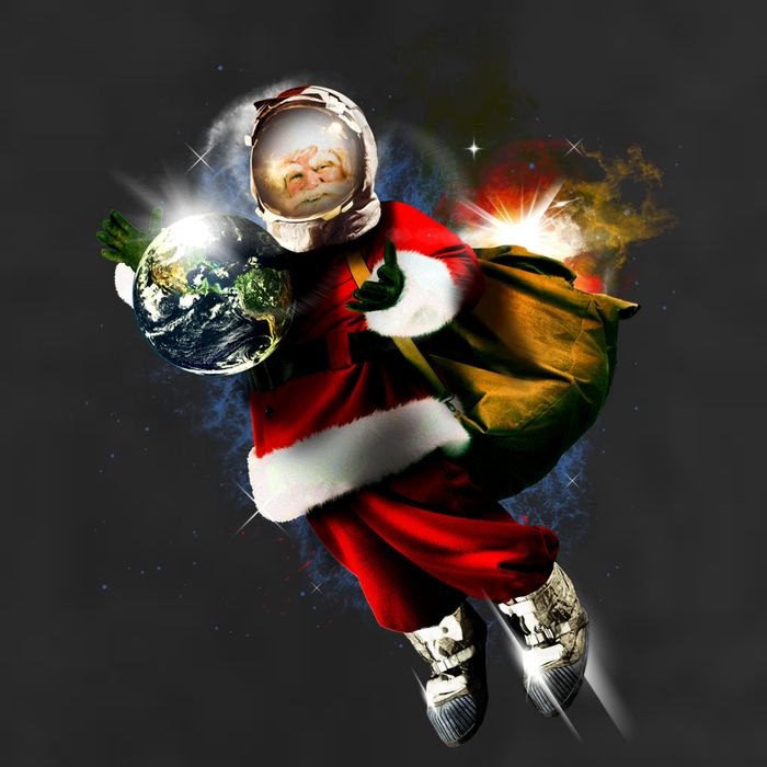 Santa Claus Astronaut In Space Microfiber Hand Towel