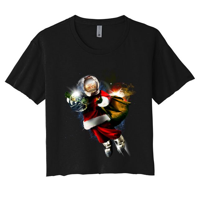 Santa Claus Astronaut In Space Crop Top