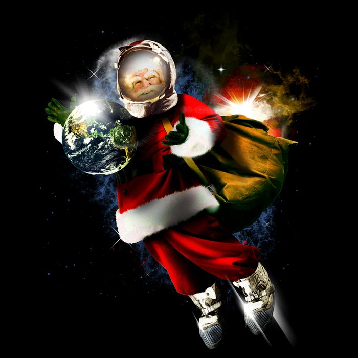 Santa Claus Astronaut In Space Crop Top