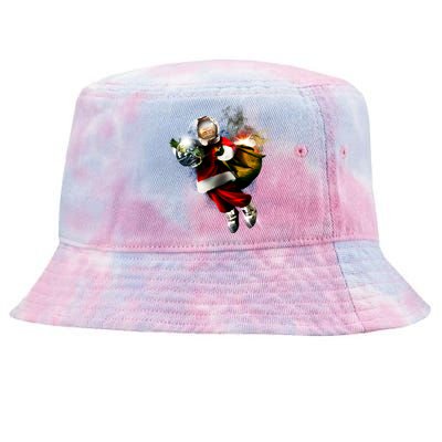 Santa Claus Astronaut In Space Tie-Dyed Bucket Hat