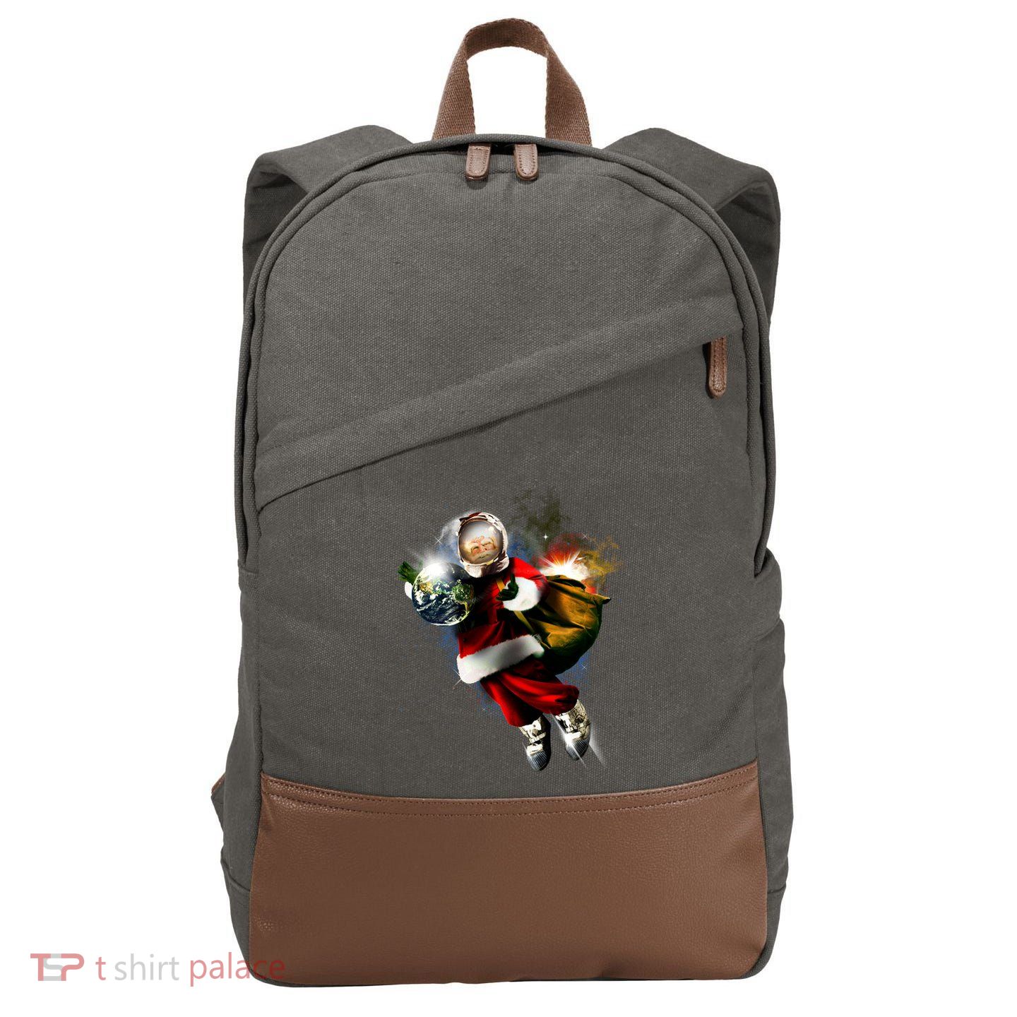 Santa Claus Astronaut In Space Cotton Canvas Backpack