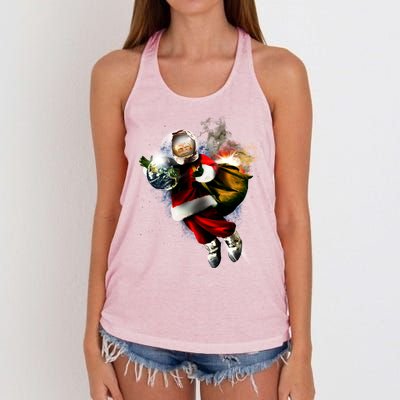 Santa Claus Astronaut In Space Women's Knotted Racerback Tank