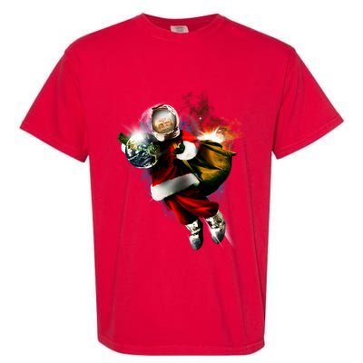 Santa Claus Astronaut In Space Garment-Dyed Heavyweight T-Shirt