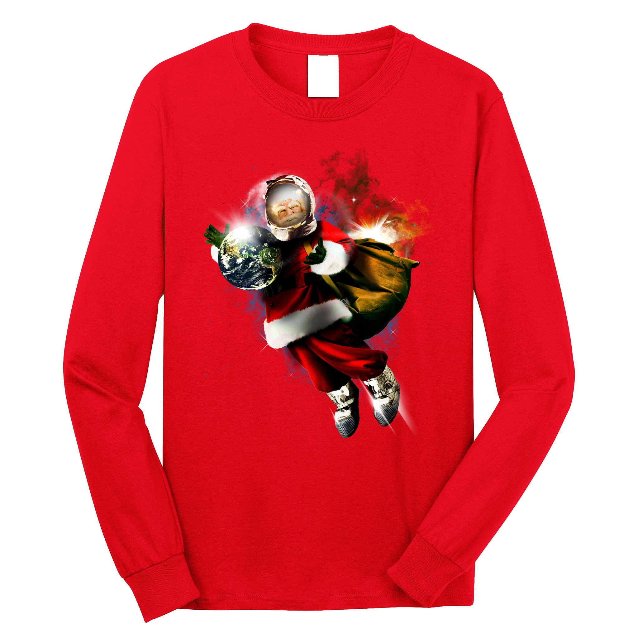 Santa Claus Astronaut In Space Long Sleeve Shirt