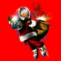Santa Claus Astronaut In Space Button