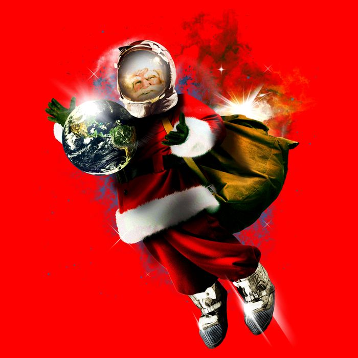 Santa Claus Astronaut In Space Button