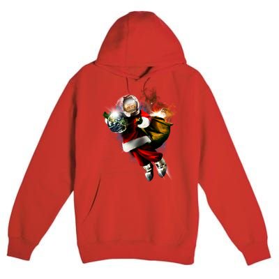 Santa Claus Astronaut In Space Premium Pullover Hoodie