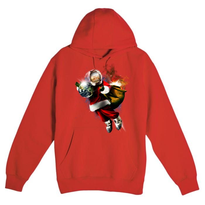 Santa Claus Astronaut In Space Premium Pullover Hoodie