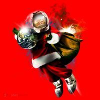 Santa Claus Astronaut In Space Poster