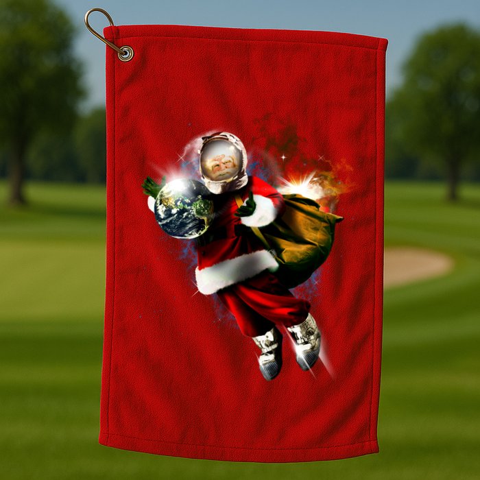 Santa Claus Astronaut In Space Golf Towel