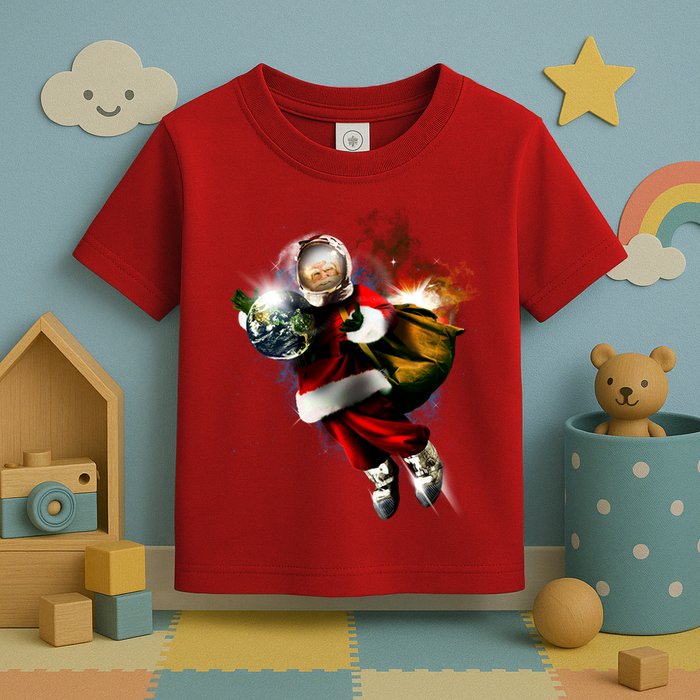 Santa Claus Astronaut In Space Toddler T-Shirt