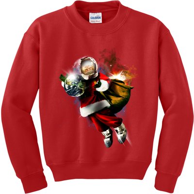 Santa Claus Astronaut In Space Kids Sweatshirt