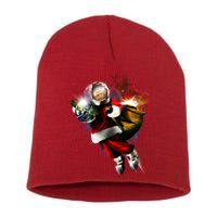 Santa Claus Astronaut In Space Short Acrylic Beanie