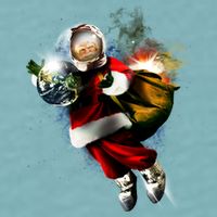 Santa Claus Astronaut In Space Sueded Cloud Jersey T-Shirt