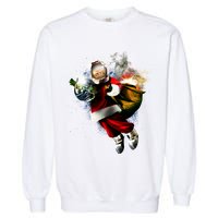 Santa Claus Astronaut In Space Garment-Dyed Sweatshirt