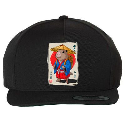 Samurai Capybara Anime Funny Japanese Wool Snapback Cap
