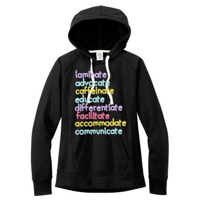 Sped Caffeinate Advocate Laminate Educate Teacher Women's Fleece Hoodie