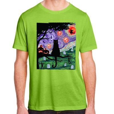 Spooky Cat Art Painting Halloween Adult ChromaSoft Performance T-Shirt