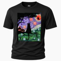 Spooky Cat Art Painting Halloween Cooling Performance Crew T-Shirt