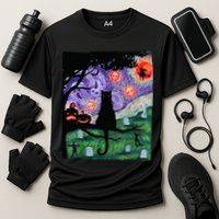 Spooky Cat Art Painting Halloween Cooling Performance Crew T-Shirt