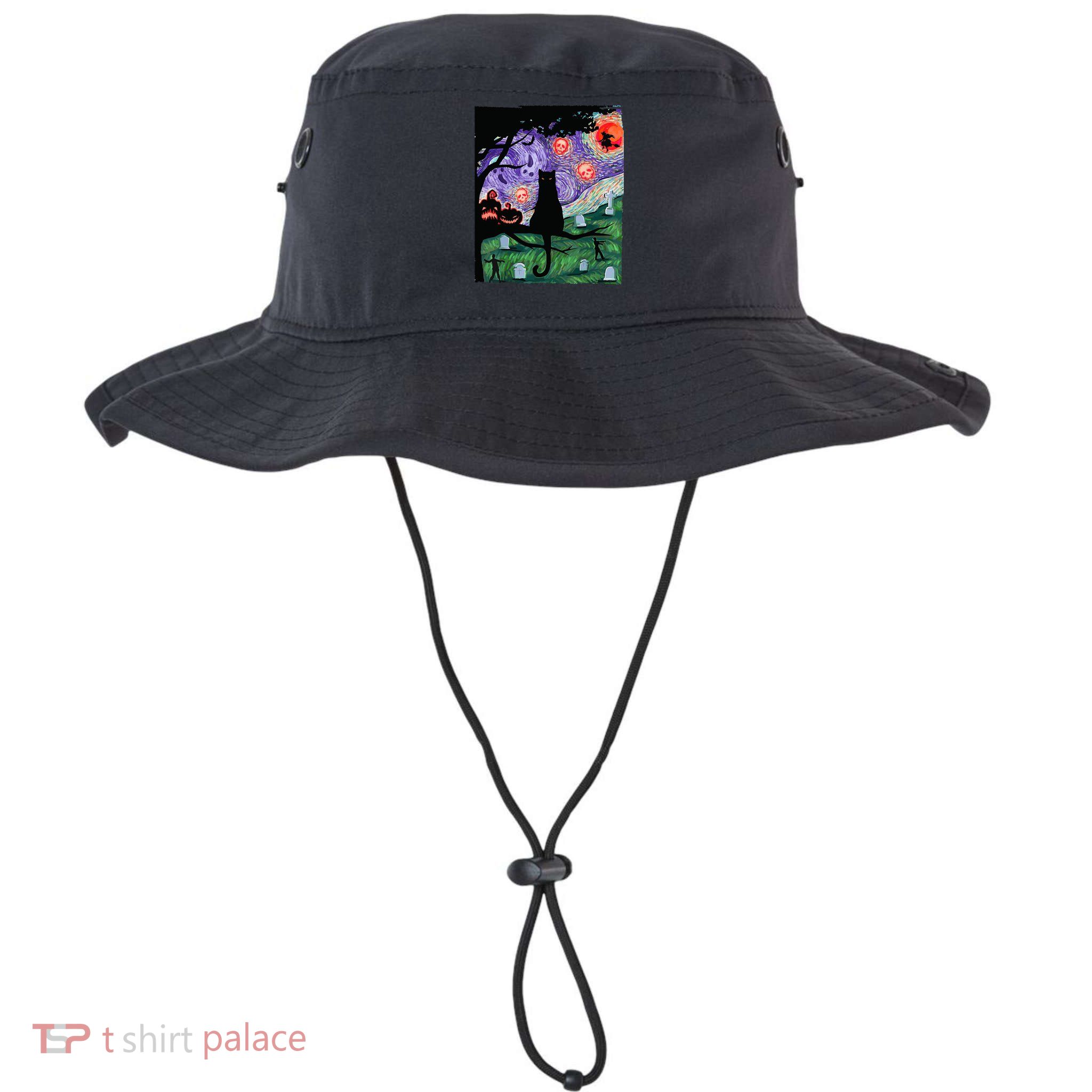 Spooky Cat Art Painting Halloween Bucket Hat
