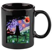 Spooky Cat Art Painting Halloween 11oz C Handle Ceramic Mug