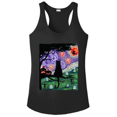 Spooky Cat Art Painting Halloween Ladies PosiCharge Competitor Racerback Tank