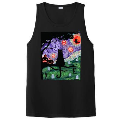 Spooky Cat Art Painting Halloween PosiCharge Competitor Tank