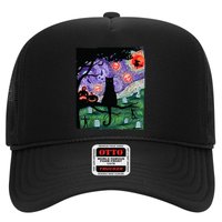 Spooky Cat Art Painting Halloween Trucker Hat