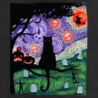 Spooky Cat Art Painting Halloween Trucker Hat