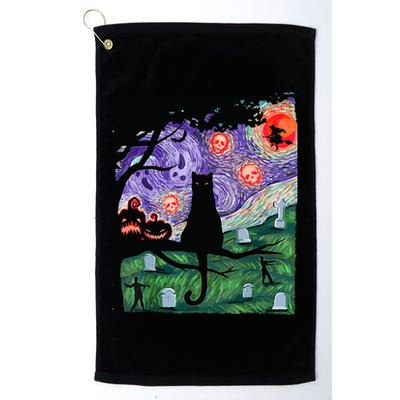 Spooky Cat Art Painting Halloween Golf Towel
