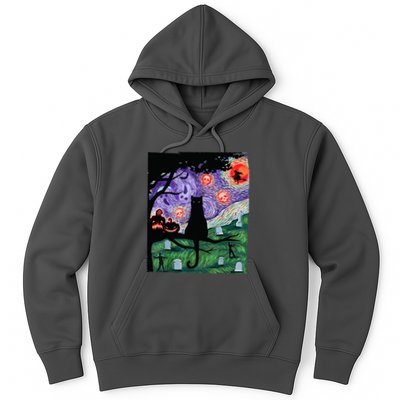 Spooky Cat Art Painting Halloween Hoodie