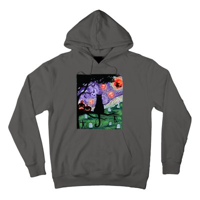 Spooky Cat Art Painting Halloween Hoodie