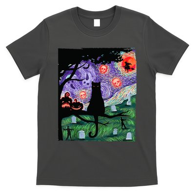 Spooky Cat Art Painting Halloween T-Shirt